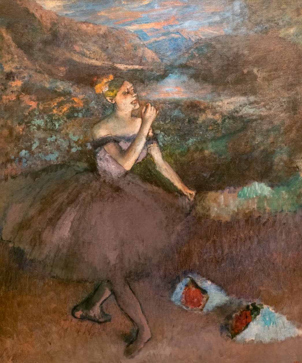 Tancerka bukietów. Około 1895-1900. Olej na płótnie. autorstwa Edgar Degas