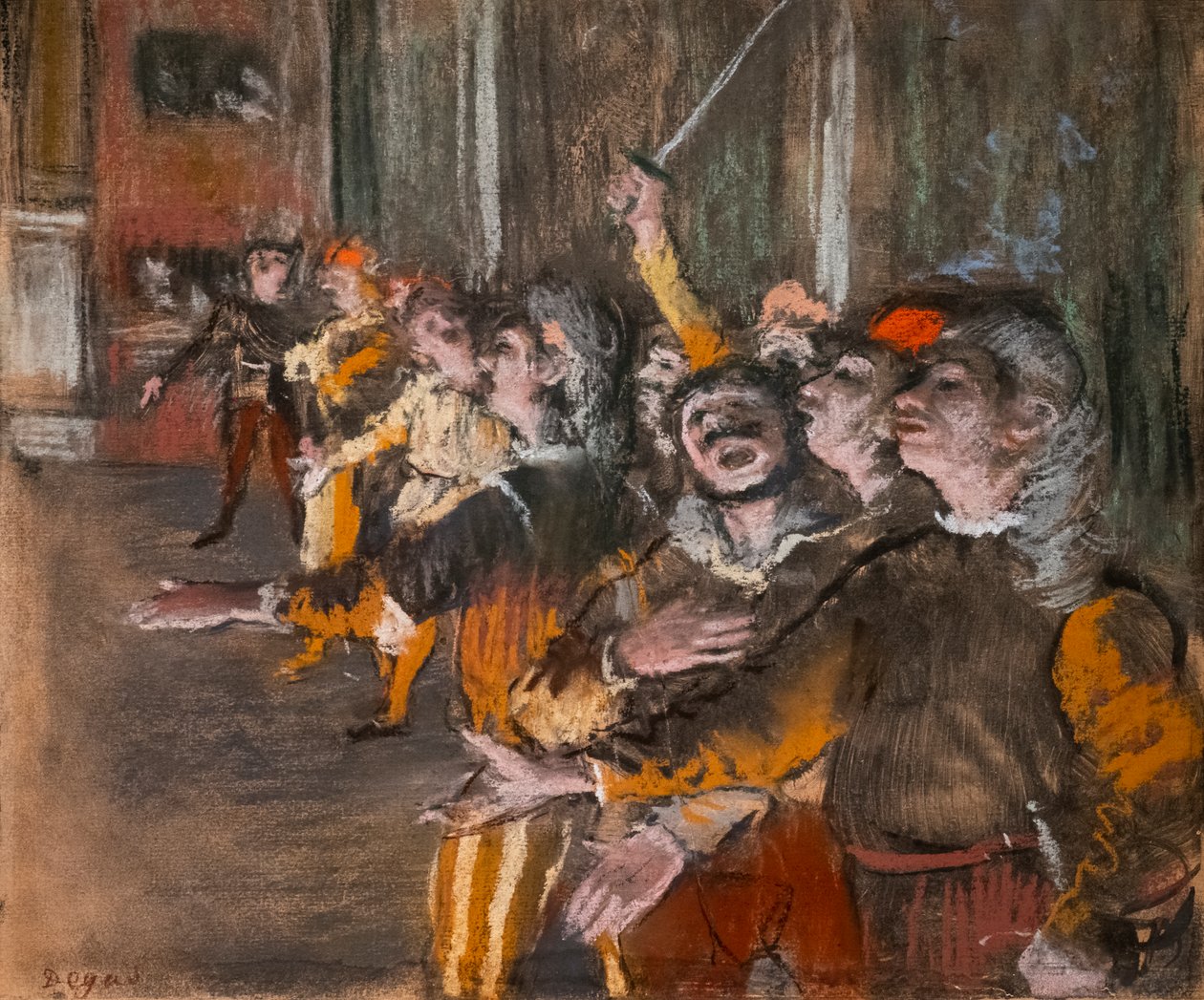 Chórzyści (znani również jako „Wykładnicy”). 1877. Pastel na monotypie. autorstwa Edgar Degas