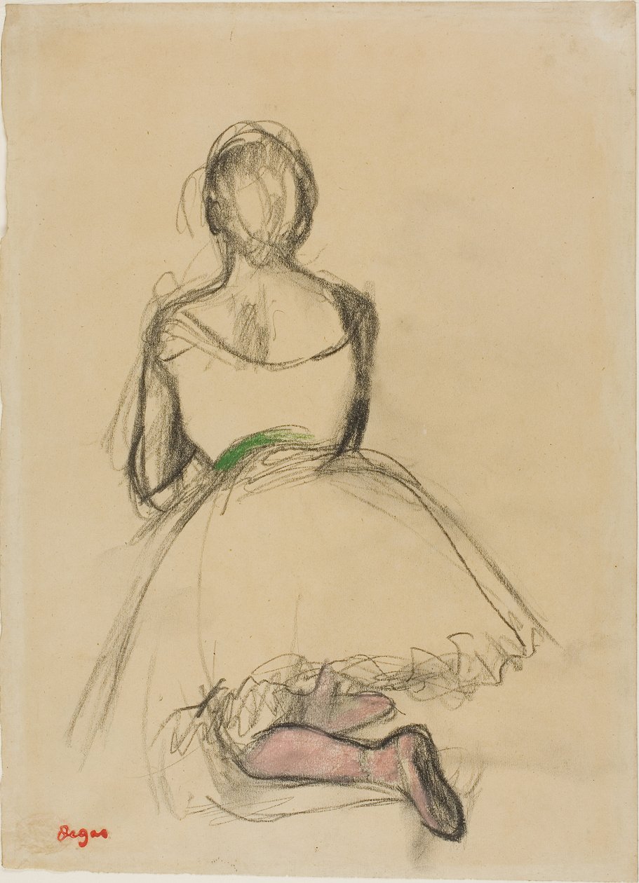 Tancerka klęcząca, widziana od tyłu autorstwa Edgar Degas