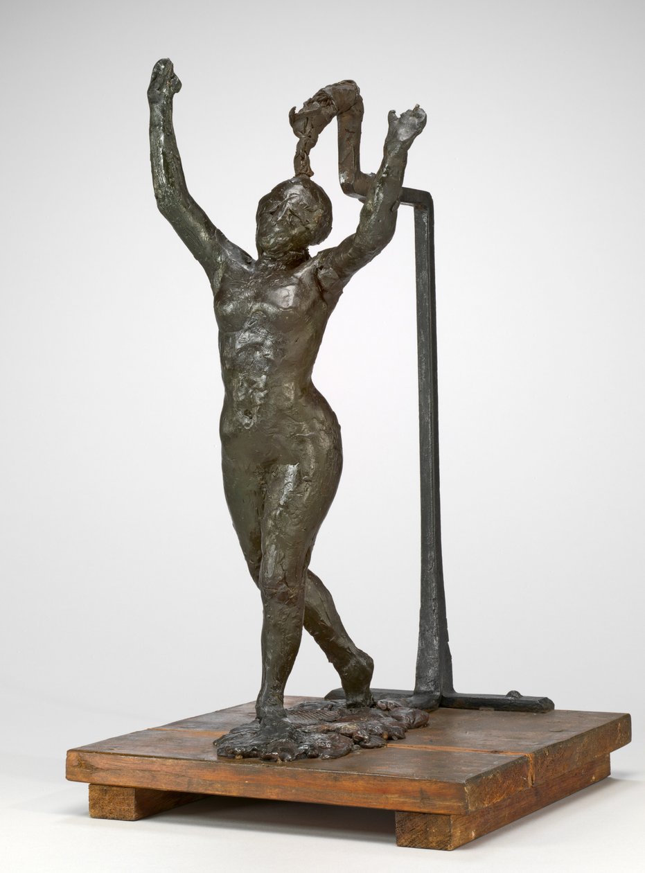 Tancerz posuwający się do przodu, z uniesionymi rękami, ok. godz. 18851890. autorstwa Edgar Degas