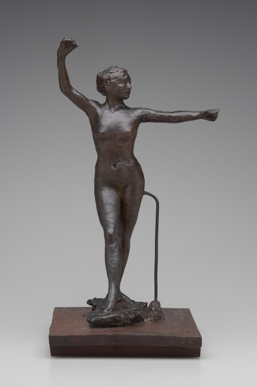 Tancerka gotowa do tańca z prawą nogą do przodu, 1882-95 (wosk i technika mieszana) autorstwa Edgar Degas