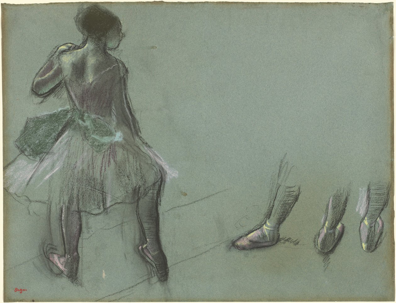 Tancerz widziany z tyłu i trzy studia stóp autorstwa Edgar Degas