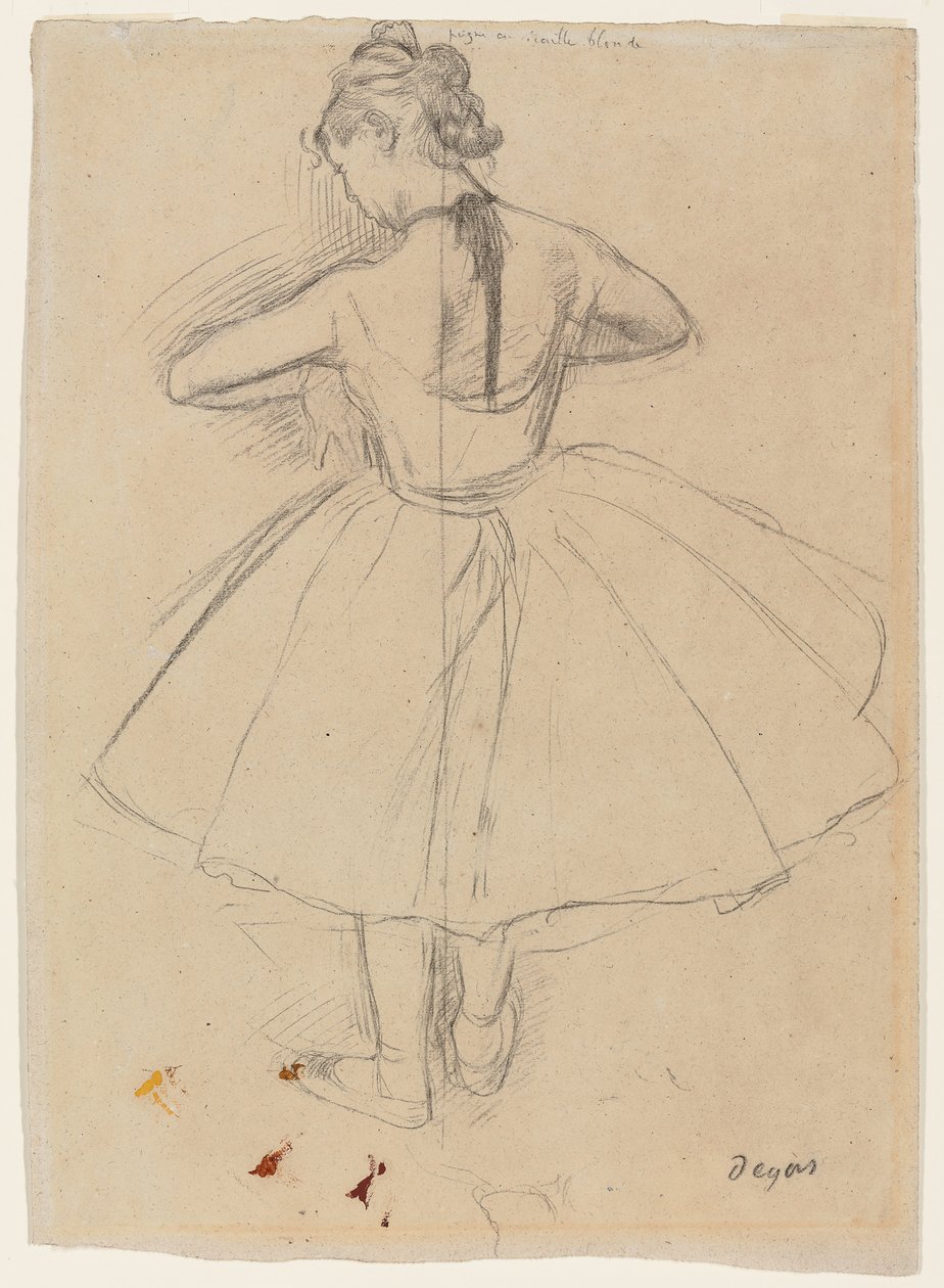 tancerz stojący, widok z tyłu; Tancerka stojąca, widok z tyłu, 1872-1873 autorstwa Edgar Degas