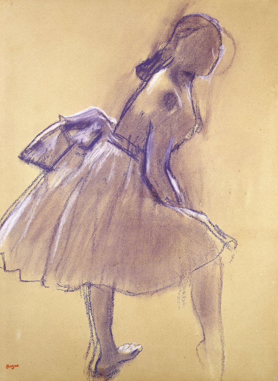 Tancerka stojąca z profilu; Stojąca tancerka, z profilu, ok. 1880 autorstwa Edgar Degas