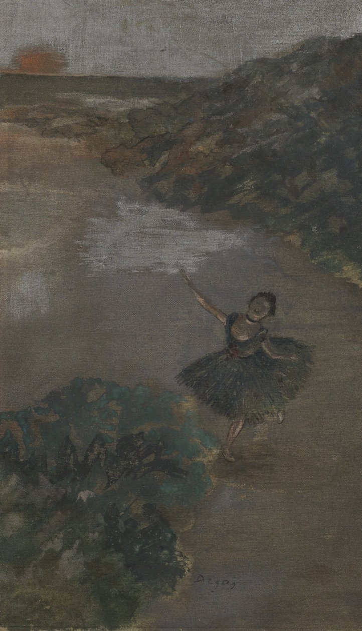 Tancerka na scenie, ok. 1879 (gwasz na jedwabiu) autorstwa Edgar Degas