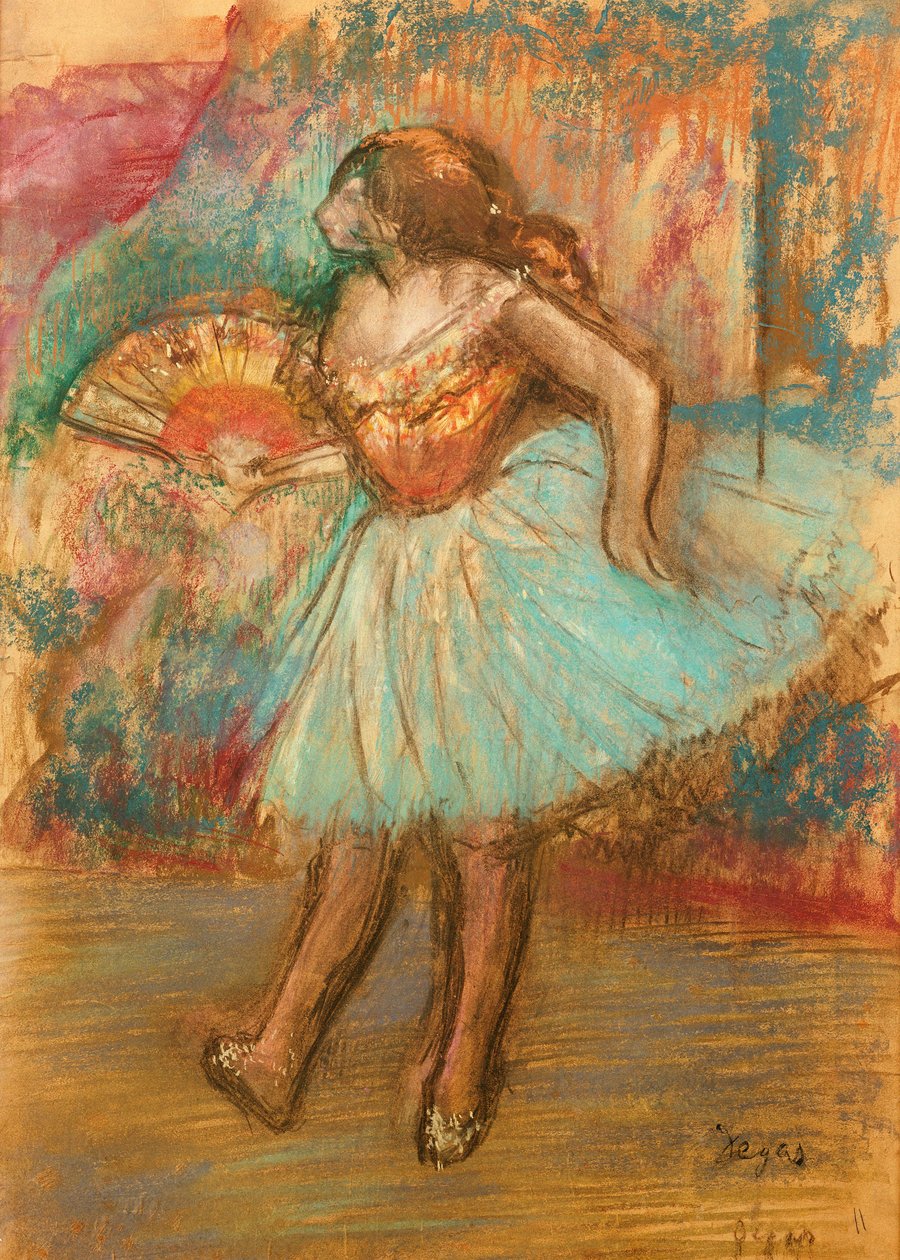 Tancerka z wachlarzem, ok.1895-1900 autorstwa Edgar Degas
