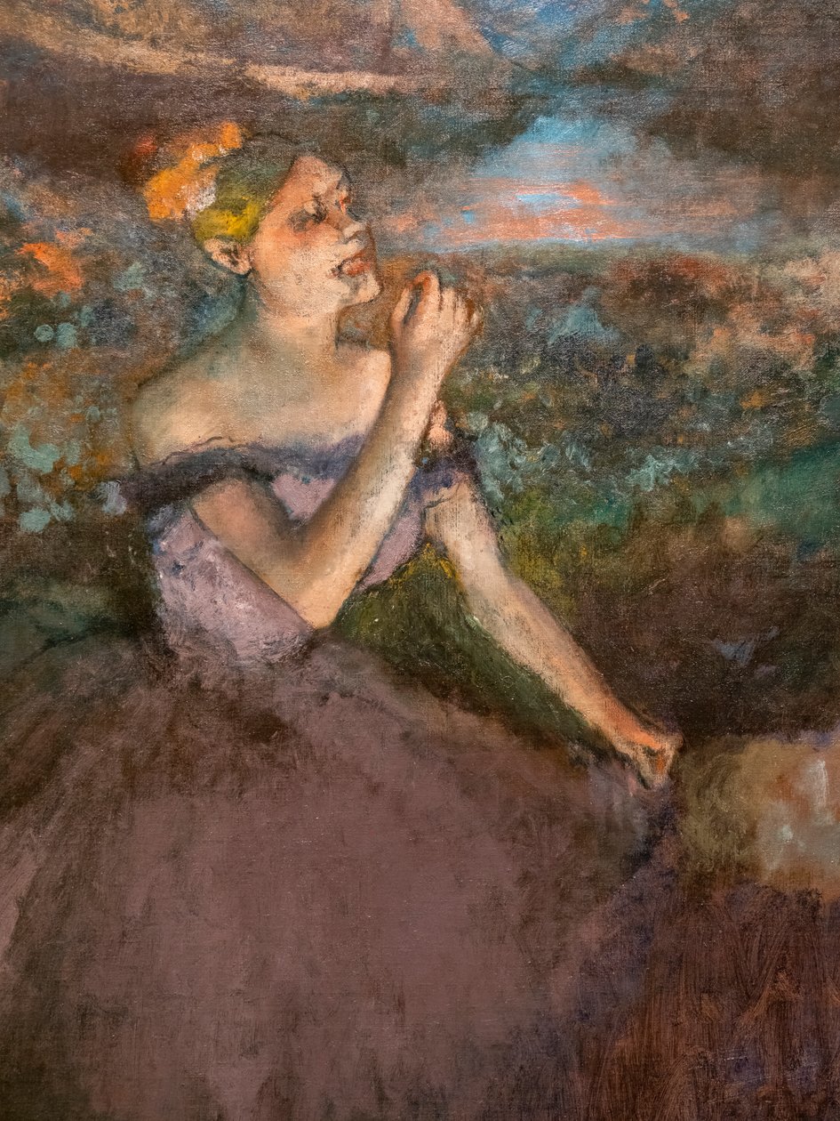 Tancerka z bukietami (detal). Około 1895-1900. Olej na płótnie. autorstwa Edgar Degas