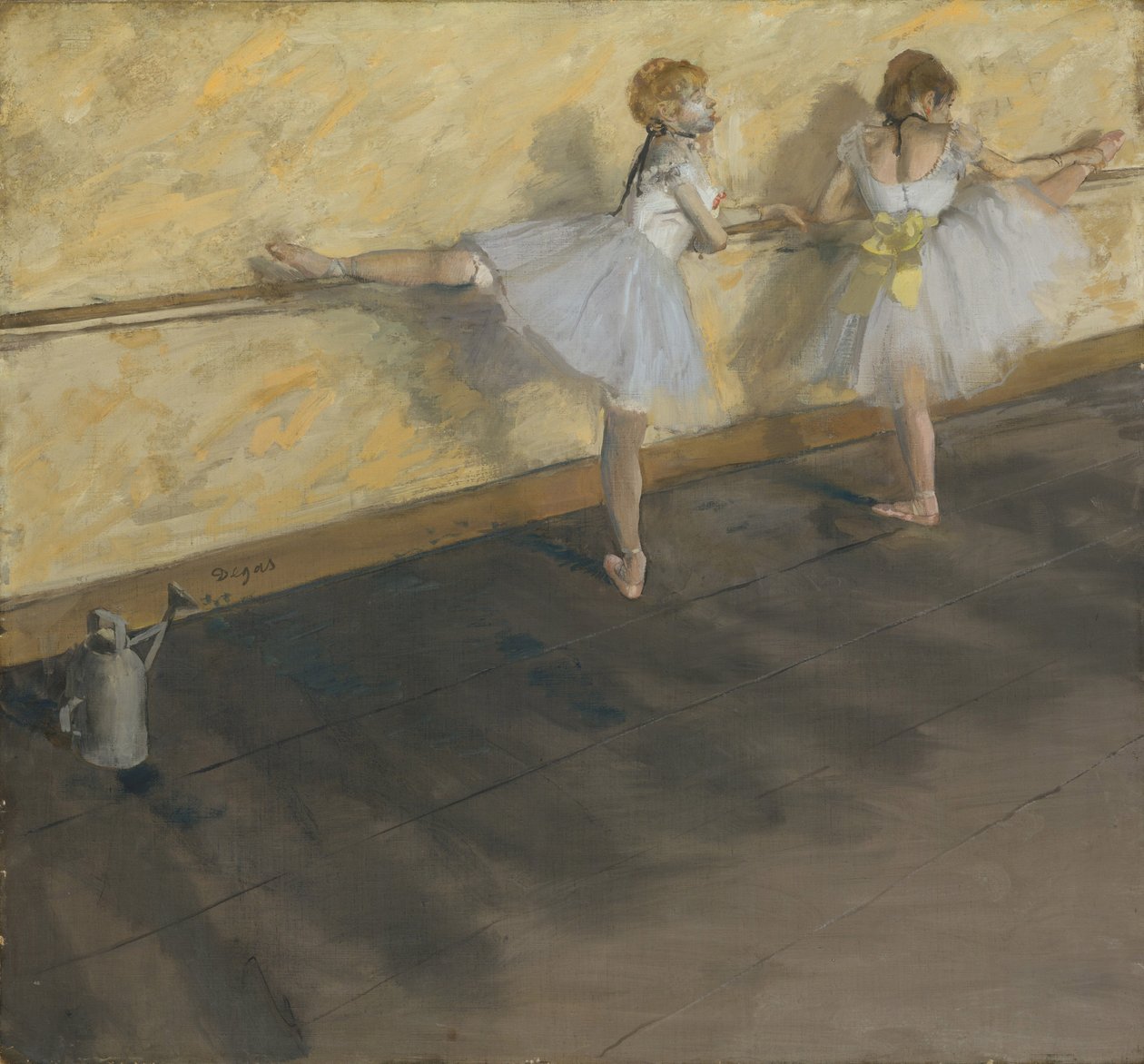 Tancerze praktykujący w Barre, 1877 (media mieszane na płótnie) autorstwa Edgar Degas