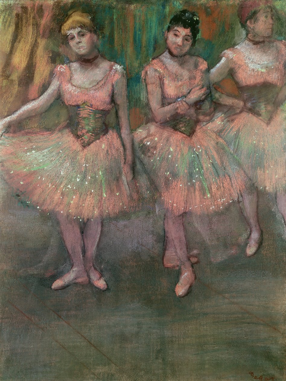 Tancerze noszący spódnice w kolorze łososiowym autorstwa Edgar Degas