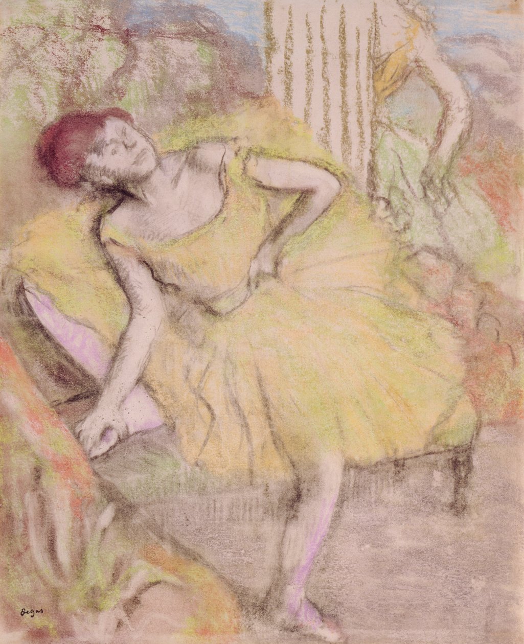 Odpoczywająca tancerka, ok. 1897-1900 (pastel i kontrproof na papierze) autorstwa Edgar Degas