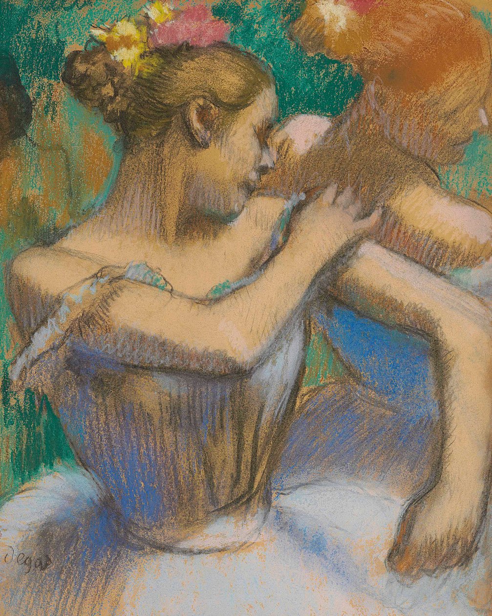 Tancerka regulująca poduszki naramienne autorstwa Edgar Degas