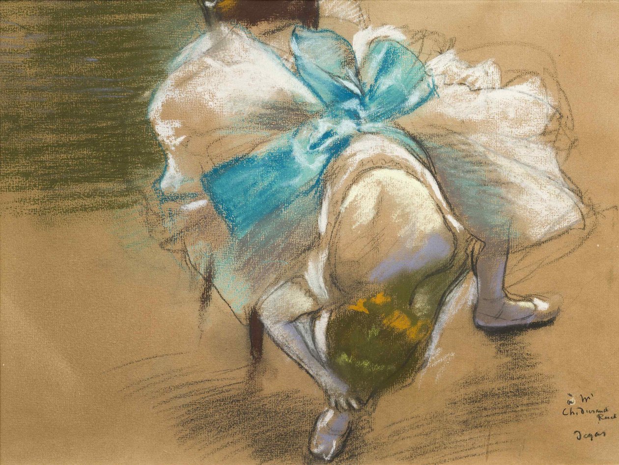 Tancerka wiążąca pantofel, 1887. autorstwa Edgar Degas