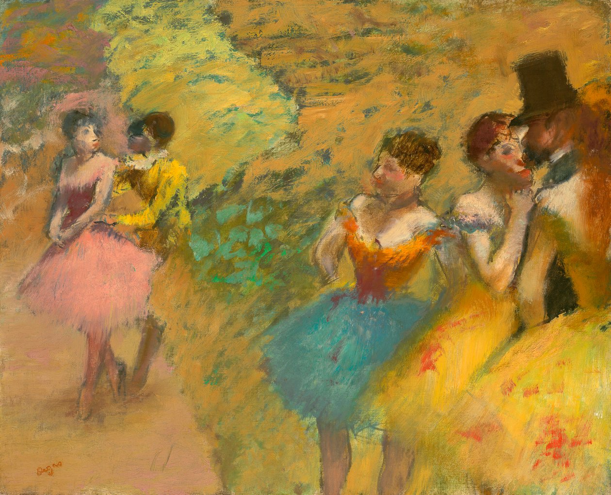 Tancerze (za kulisami opery) autorstwa Edgar Degas