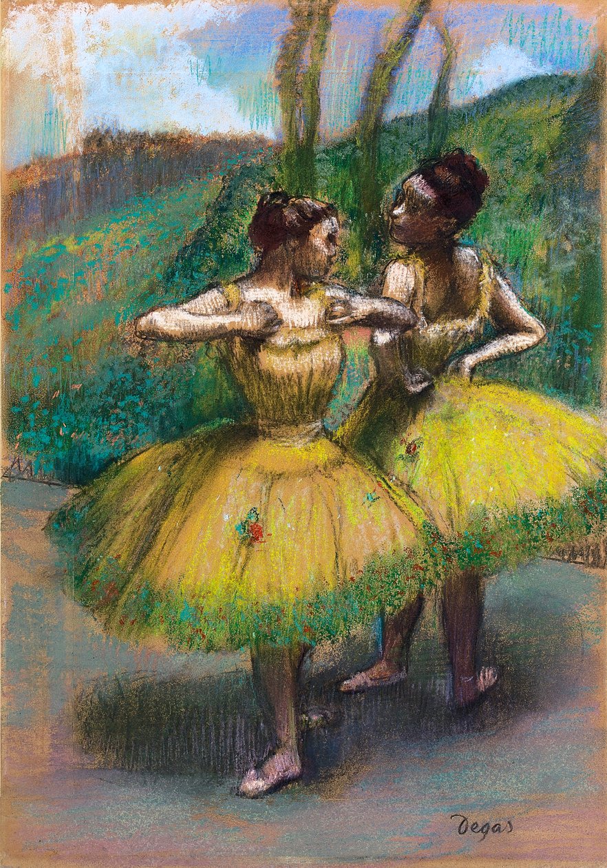 Dwie tancerki w żółtych spódniczkach autorstwa Edgar Degas