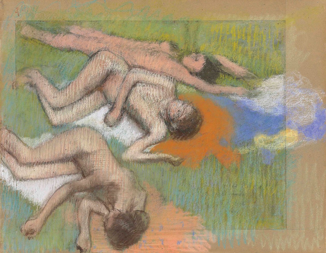 Degas - Po kąpieli, trzy nagie kobiety, około 1890-1895 autorstwa Edgar Degas