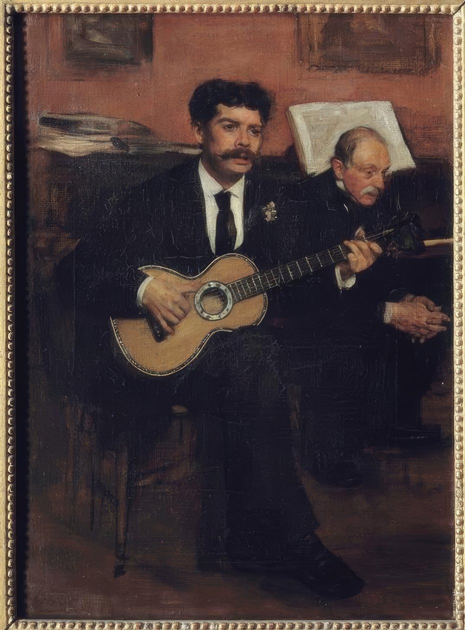 Hiszpański tenor Lorenzo Pagans (1838-1883) i ojciec autorstwa Edgar Degas