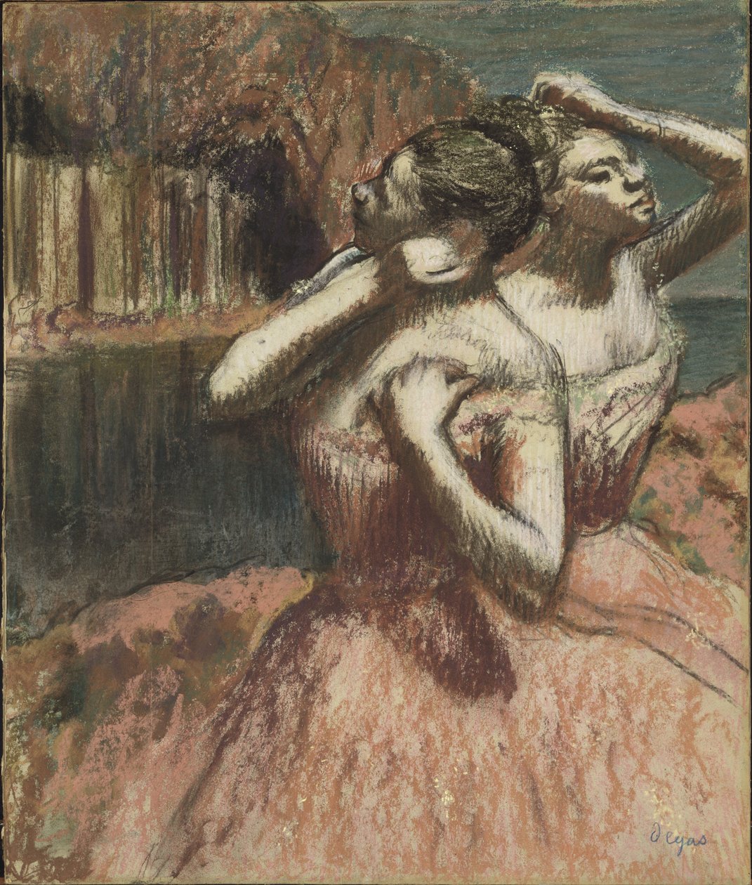 Deux danseuses - Dwóch tancerzy, Degas, Edgar (1834-1917). Pastel na papierze. Wymiar : 63,5x53 cm. Muzeum Narodowe w Sztokholmie autorstwa Edgar Degas