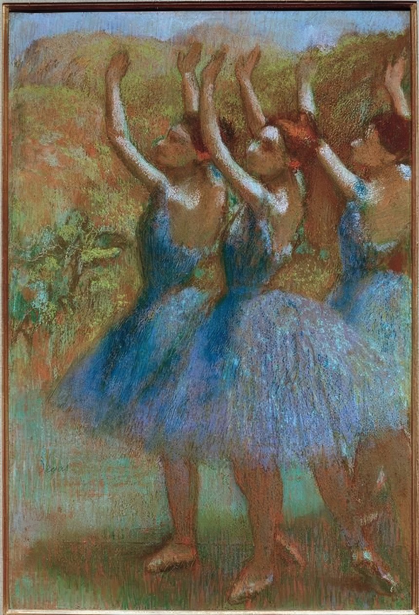 Trzech tancerzy w kolorze niebieskim autorstwa Edgar Degas
