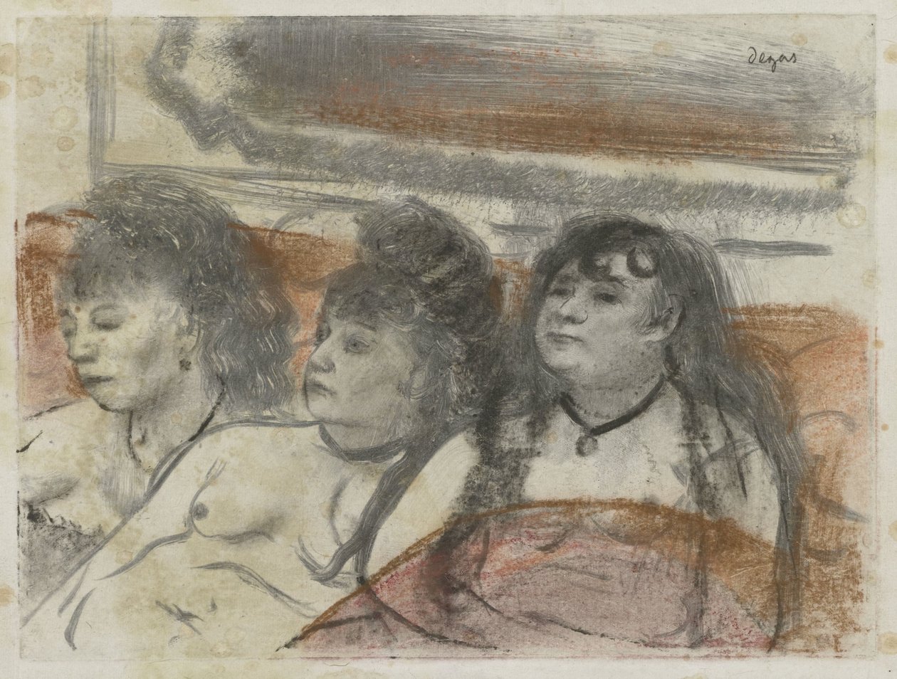 Trzy kobiety w burdelu Trois wypełnia asysty autorstwa Edgar Degas
