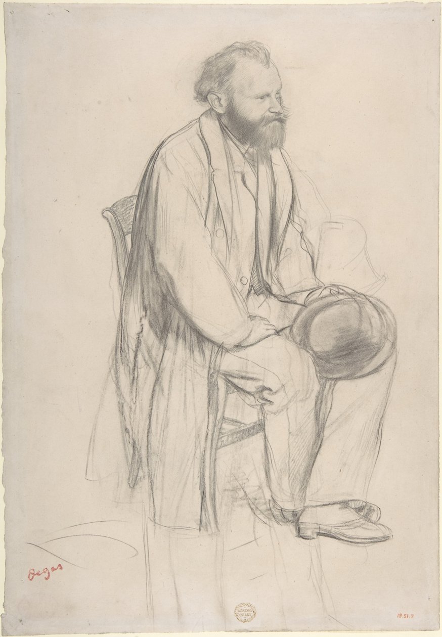 Édouard Manet, siedzący, trzymający kapelusz autorstwa Edgar Degas