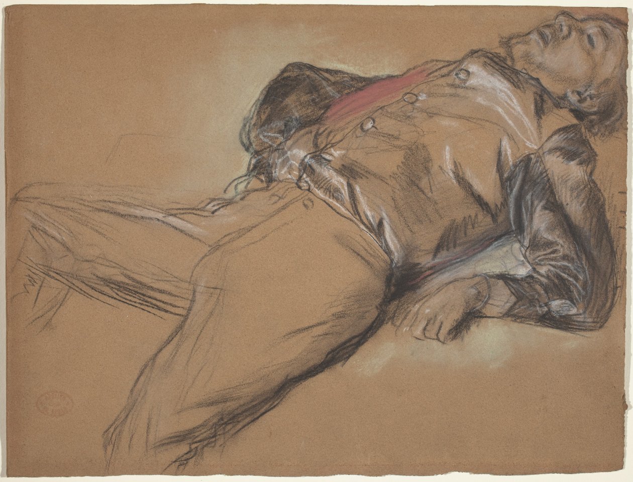 Upadły dżokej (studium do „Sceny z przeszkodami: Upadły dżokej”) autorstwa Edgar Degas