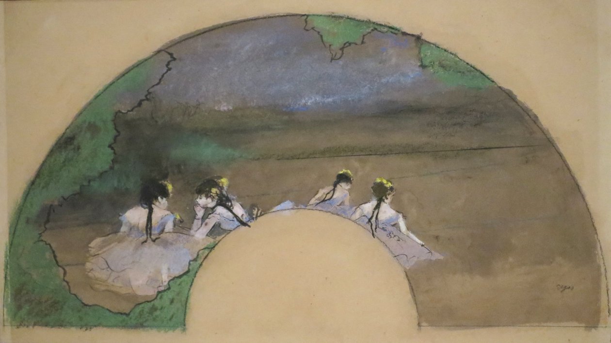 "Wachlarz - tancerki na scenie" Edgara Degasa, Norton Simon Museum autorstwa Edgar Degas