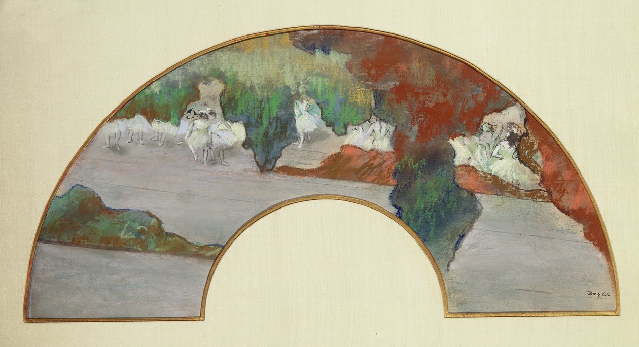 Wachlarz, ok.1879 (gwasz i pastel na jedwabiu) autorstwa Edgar Degas