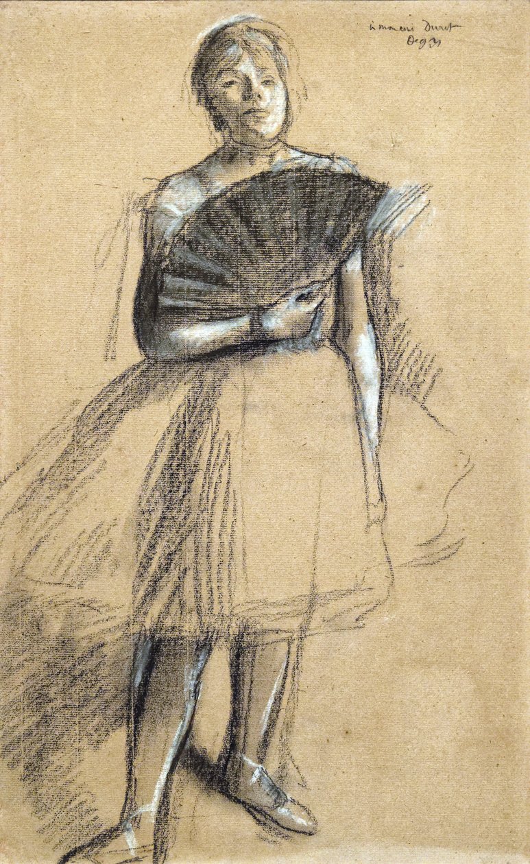Tancerka z wachlarzem (około 1876). Edgar Degas (1834-1917). Pastel i węgiel na papierze. Musee des Beaux-Arts de la Ville de Paris, PeuPalais. autorstwa Edgar Degas