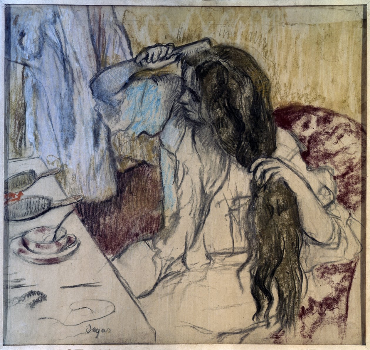 Kobieta ma toaletę. Rysunek Edgara Degasa (1834-1917) autorstwa Edgar Degas