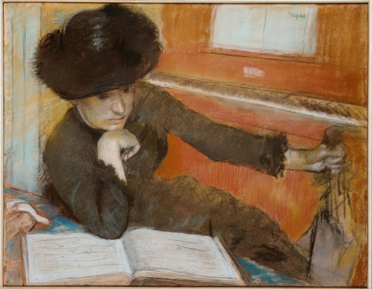 Kobieta siedząca przed fortepianem autorstwa Edgar Degas