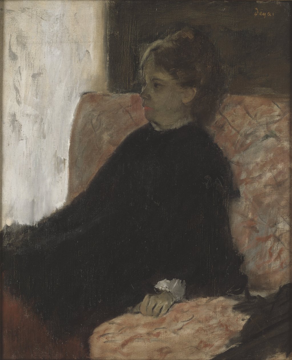 Femme en noir - Dama w czerni, Degas, Edgar (1834-1917). Olej na płótnie. Wymiar : 60x51 cm. Muzeum Narodowe w Sztokholmie autorstwa Edgar Degas