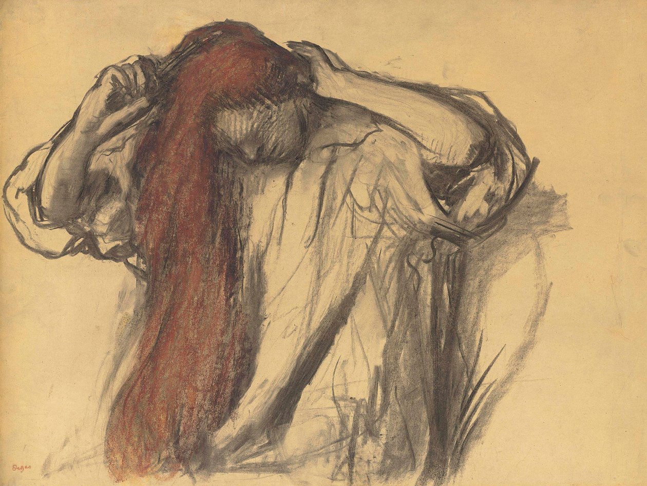Kobieta układająca włosy autorstwa Edgar Degas
