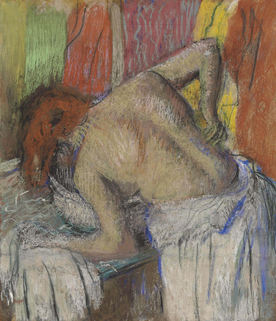 Kobieta wycierająca plecy, ok. 1895. autorstwa Edgar Degas