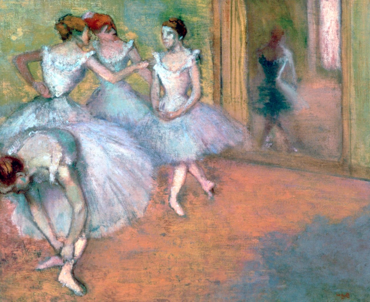 Czterech Tancerzy w Foyer, koniec XIX-początek XX wieku autorstwa Edgar Degas