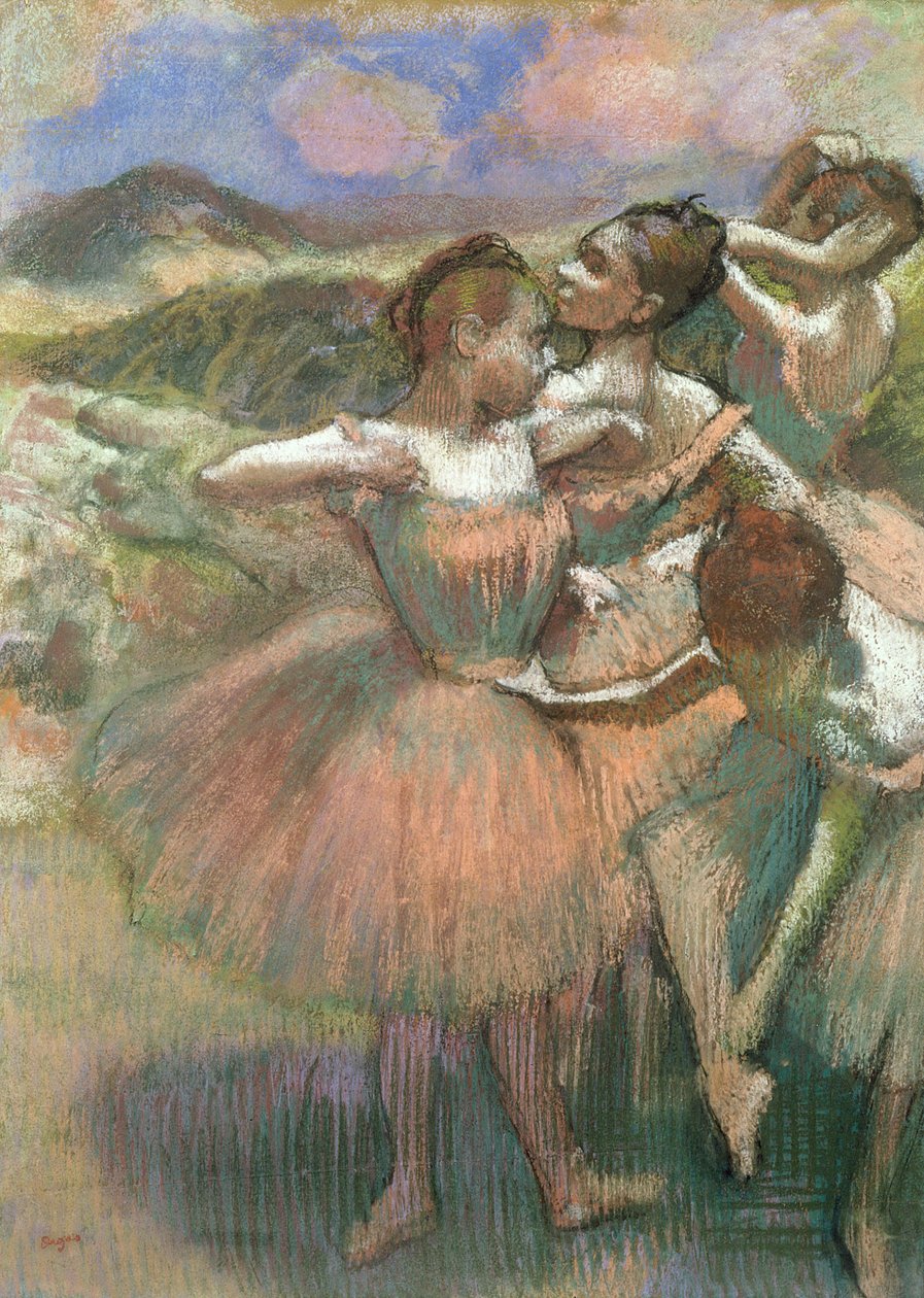 Czterech tancerzy na scenie (pastel) autorstwa Edgar Degas