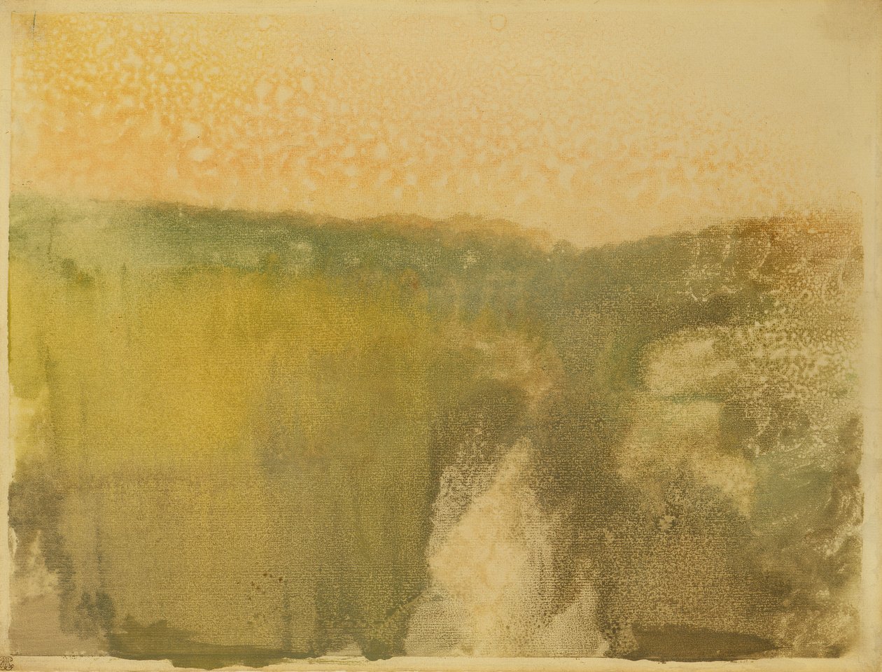 Zielony krajobraz, ok. 1890 (monotypia na papierze) autorstwa Edgar Degas