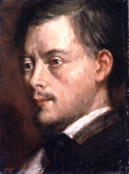 Głowa mężczyzny, ok. 1864 (olej na płótnie położony na płycie) autorstwa Edgar Degas