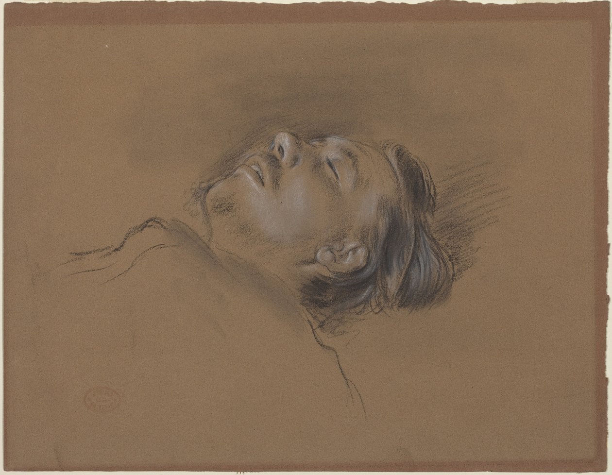 Głowa upadłego dżokeja (szkic do obrazu „Scena z wyścigu z przeszkodami: upadły dżokej”) autorstwa Edgar Degas