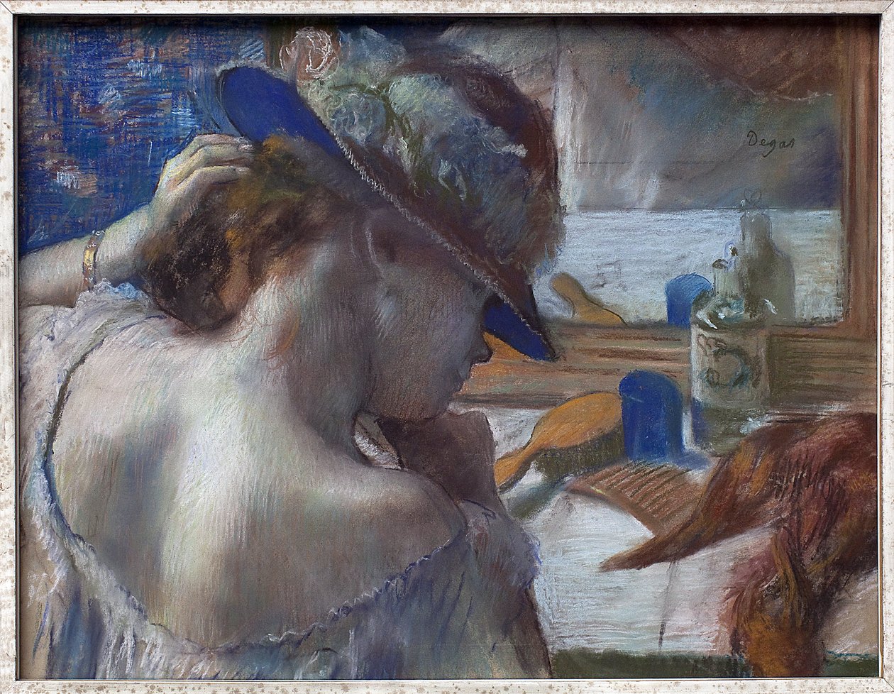 Przed lustrem. Praca Edgara Degasa (1834-1917), pastel ok. 1889. Sztuka francuska autorstwa Edgar Degas