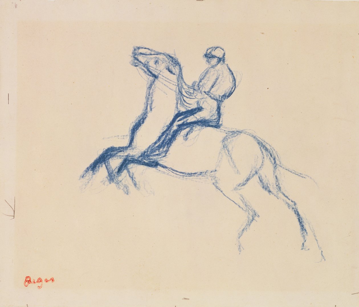 Dżokej na koniu (kredka na papierze) autorstwa Edgar Degas