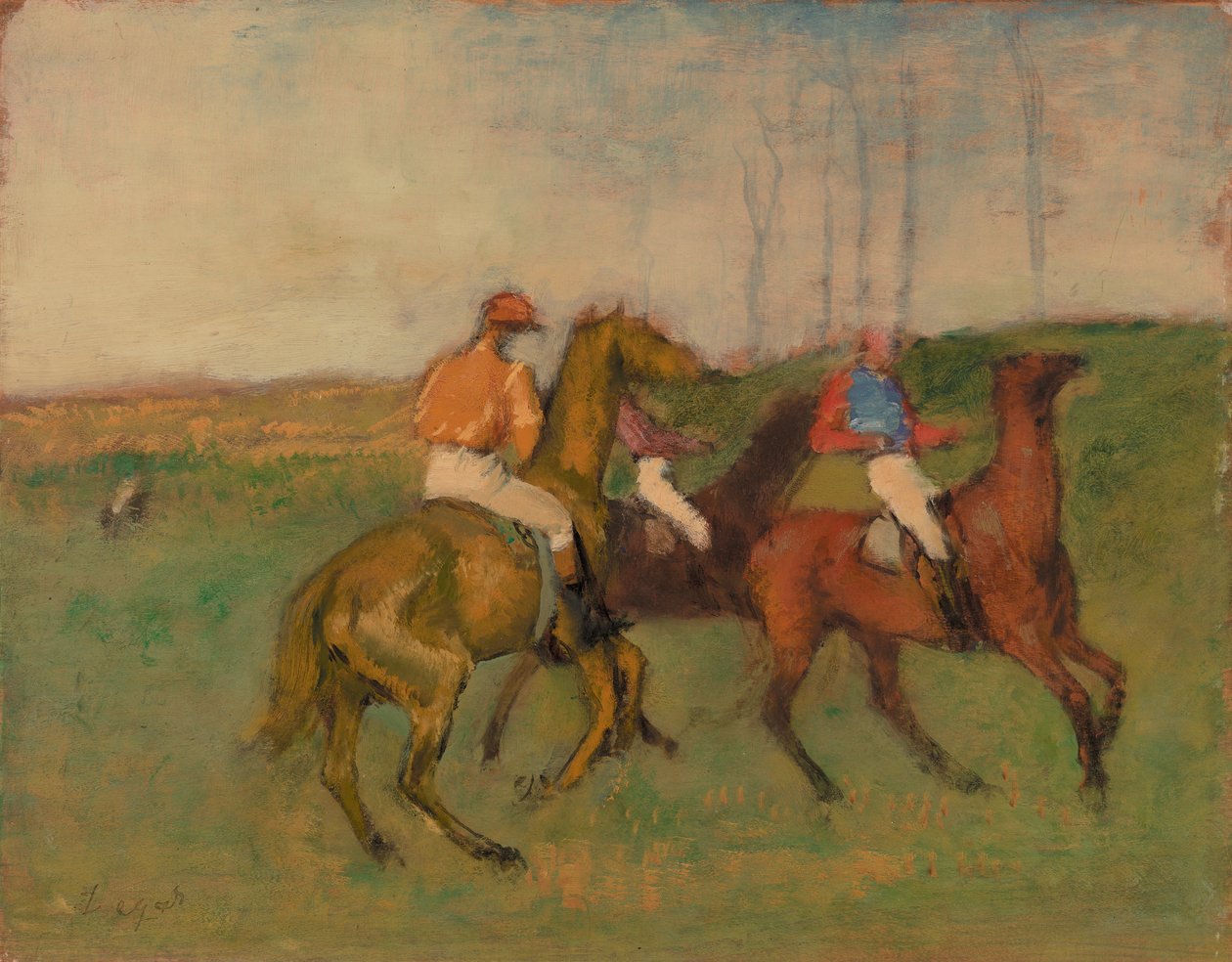 Dżokeje i konie wyścigowe autorstwa Edgar Degas