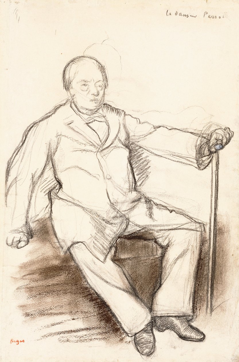 Jules Perrot, studium dla Tancerza Perrota, siedzi, ok.1880 autorstwa Edgar Degas