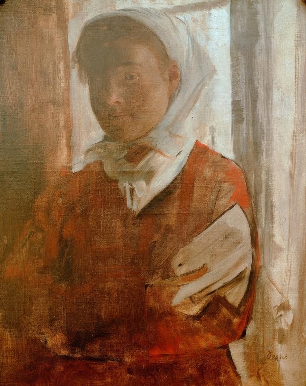 Młoda kobieta w białej chuście autorstwa Edgar Degas