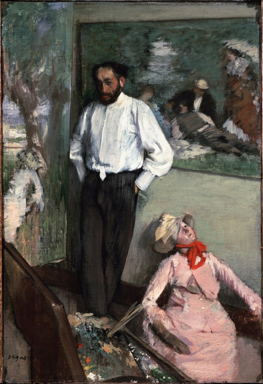 Człowiek i Pantin lub Portret Henri Michel Levy w jego pracowni 1879. Obraz Edgara Degasa (1834-1917). Muzeum Calouste Gulbenkiana, Lizbona, Portugalia autorstwa Edgar Degas