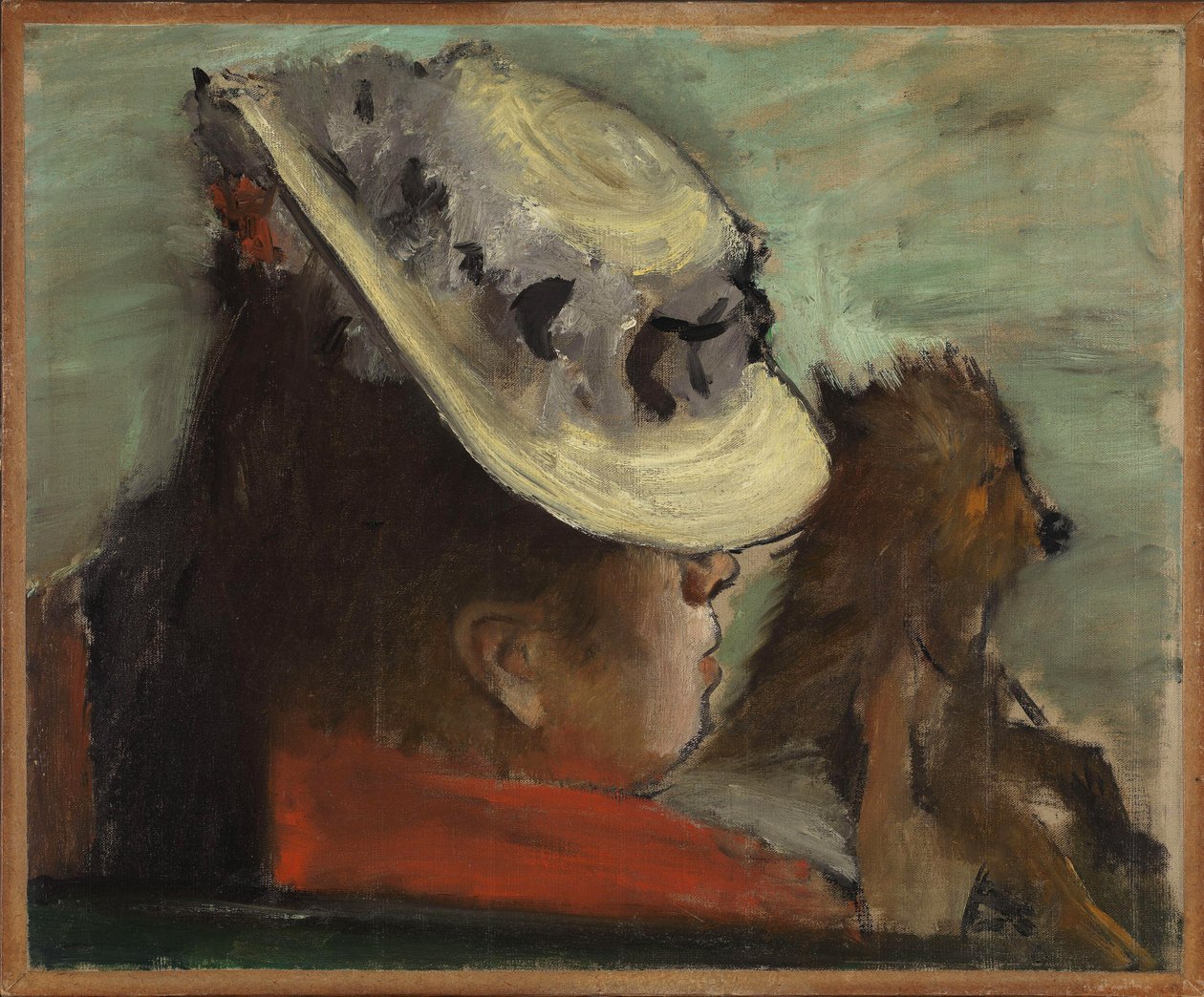 Dama z psem, ok.1877 (olej na płótnie) autorstwa Edgar Degas