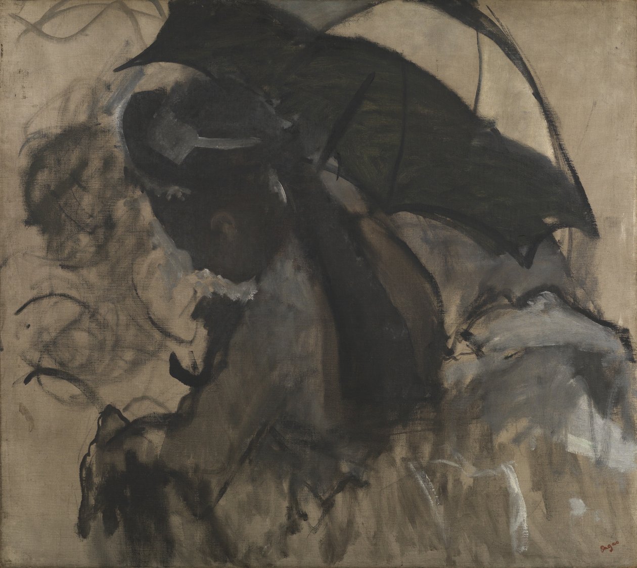 Dama z parasolką, 1870-72 autorstwa Edgar Degas