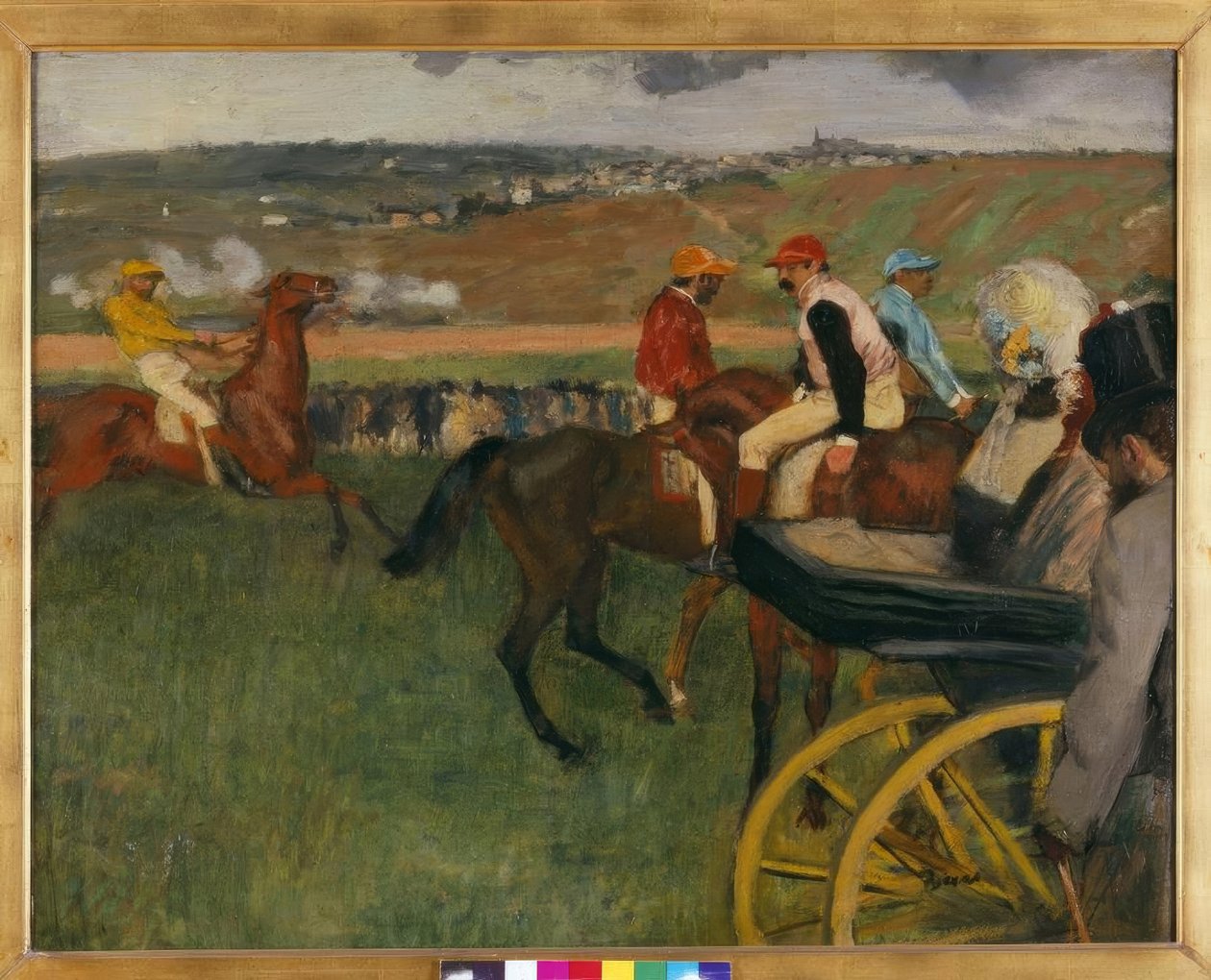 Tor wyścigowy. Dżokeje amatorzy samochodem autorstwa Edgar Degas