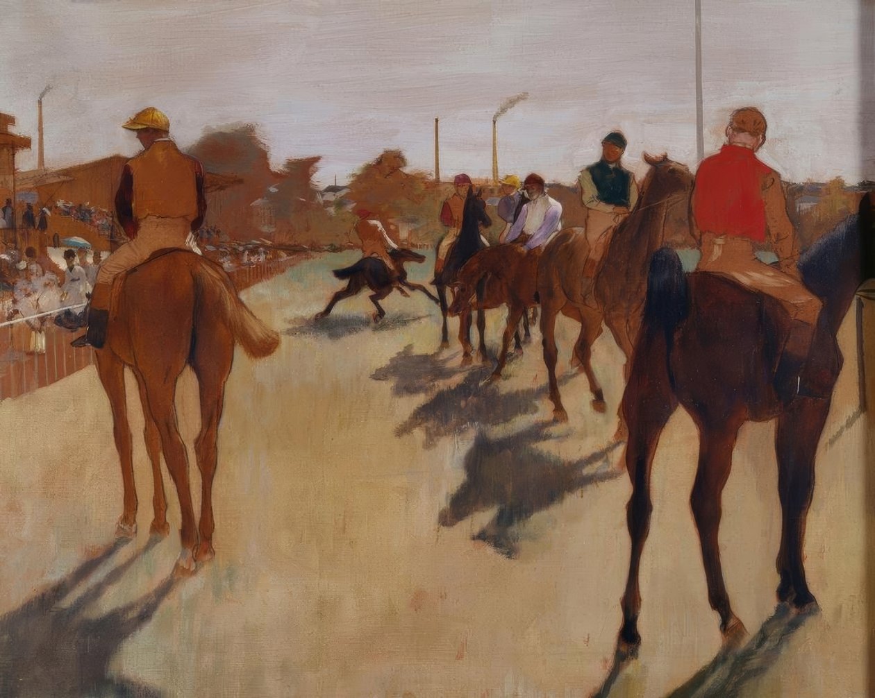 Parada, zwana też paradą koni wyścigowych przed trybunami autorstwa Edgar Degas