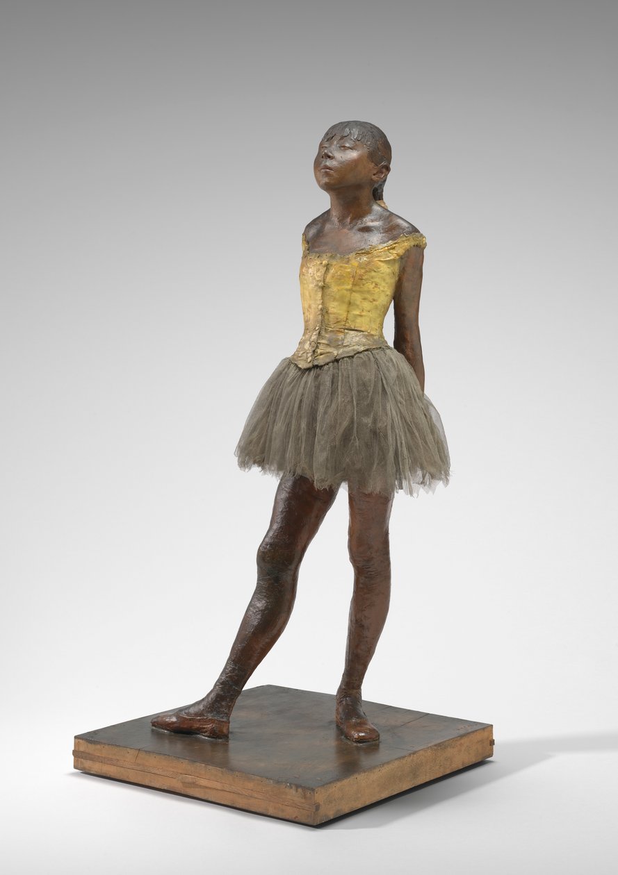 Mała tancerka w wieku czternastu lat, ok. 1878-81 (malowany tynk, tkanina, metalowa armatura, na podbudowie gipsowej) autorstwa Edgar Degas