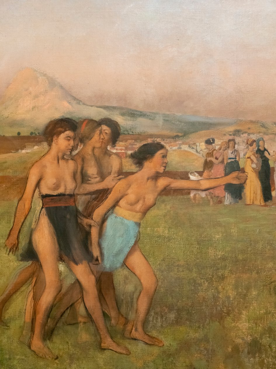 Spartańskie dziewczynki prowokujące chłopców (szczegół). Około 1860-1862, wznowione przed 1880. Olej na płótnie autorstwa Edgar Degas